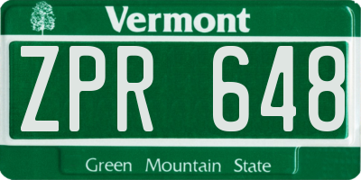 VT license plate ZPR648