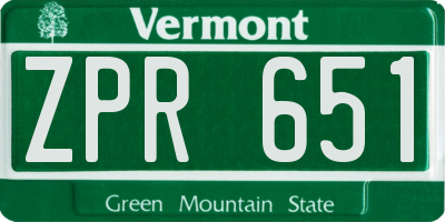 VT license plate ZPR651