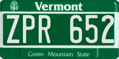 VT license plate ZPR652