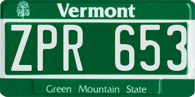 VT license plate ZPR653
