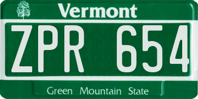 VT license plate ZPR654