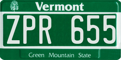 VT license plate ZPR655