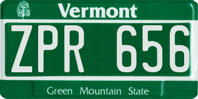 VT license plate ZPR656