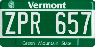 VT license plate ZPR657