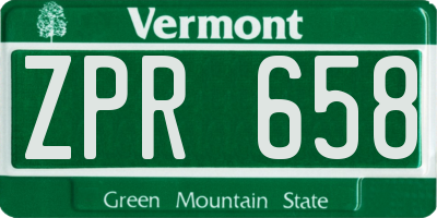 VT license plate ZPR658