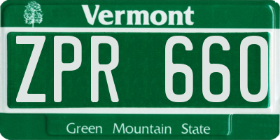 VT license plate ZPR660