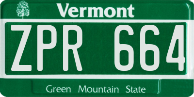 VT license plate ZPR664