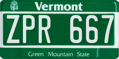 VT license plate ZPR667