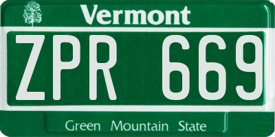 VT license plate ZPR669