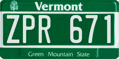 VT license plate ZPR671