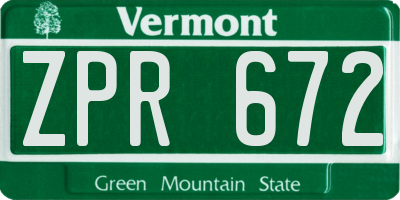 VT license plate ZPR672