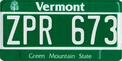 VT license plate ZPR673