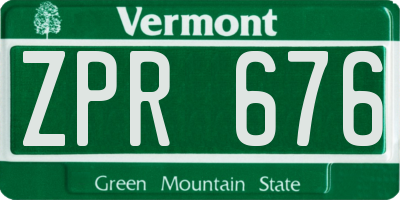 VT license plate ZPR676