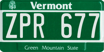 VT license plate ZPR677