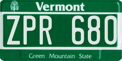 VT license plate ZPR680