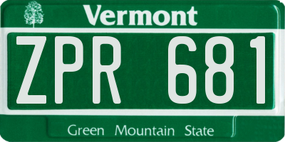 VT license plate ZPR681