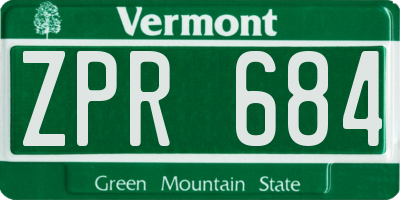 VT license plate ZPR684
