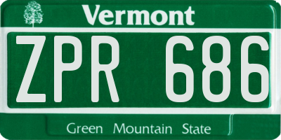 VT license plate ZPR686