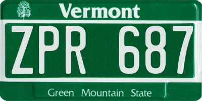 VT license plate ZPR687