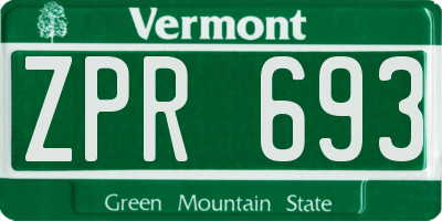 VT license plate ZPR693