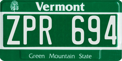 VT license plate ZPR694