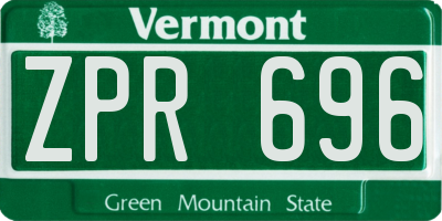 VT license plate ZPR696