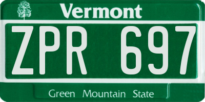 VT license plate ZPR697