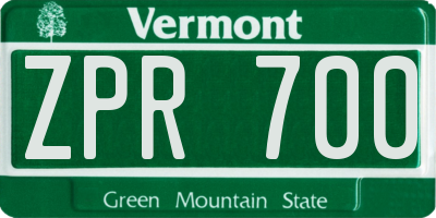 VT license plate ZPR700