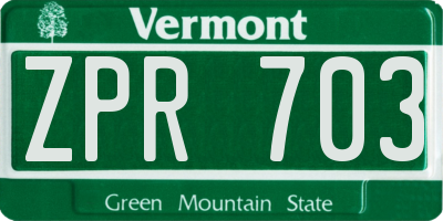 VT license plate ZPR703