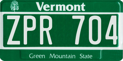 VT license plate ZPR704