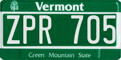 VT license plate ZPR705