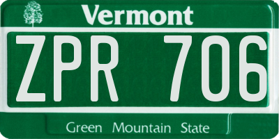 VT license plate ZPR706