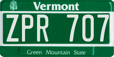 VT license plate ZPR707