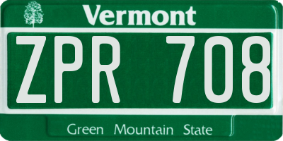 VT license plate ZPR708