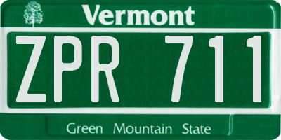 VT license plate ZPR711