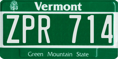 VT license plate ZPR714