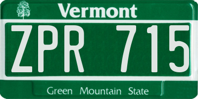 VT license plate ZPR715