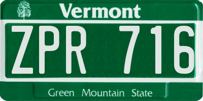 VT license plate ZPR716