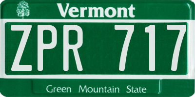 VT license plate ZPR717