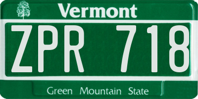VT license plate ZPR718