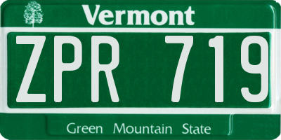VT license plate ZPR719