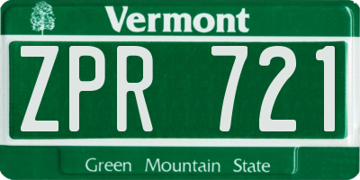 VT license plate ZPR721