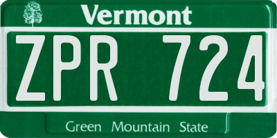 VT license plate ZPR724