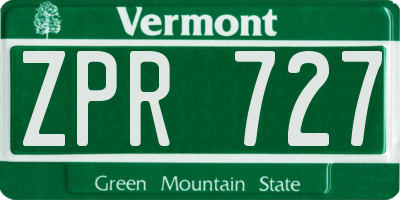 VT license plate ZPR727