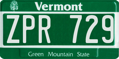 VT license plate ZPR729