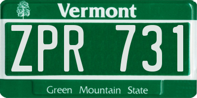 VT license plate ZPR731