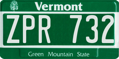 VT license plate ZPR732