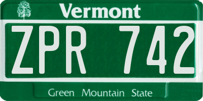 VT license plate ZPR742