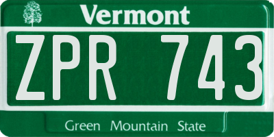 VT license plate ZPR743