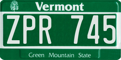 VT license plate ZPR745